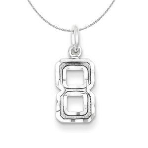 Silver, Varsity Collection, Small D/C Number 8 Necklace - 24 In